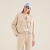 Acud Round Neck Cropped Jacket_Beige