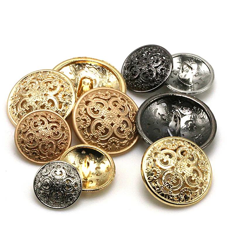 10Pcs/Lot Metal Round Vintage Flower Pattern Buttons For Clothing Sewing Knitting DIY Decorative Garment Coat Buttons Making