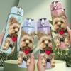 1PC Heart Shape Terrier Dog Print 750ml Color Plastic Sports Water Bottle Leakproof Flip Straw Lid Suitable for Sports Office Home Use