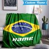 Custom Name Brazilian Flag Blanket Lightweight Ideal Bedding Blanket Perfect for Travel, Camping, Living Rooms, Sofas, Christmas gift
