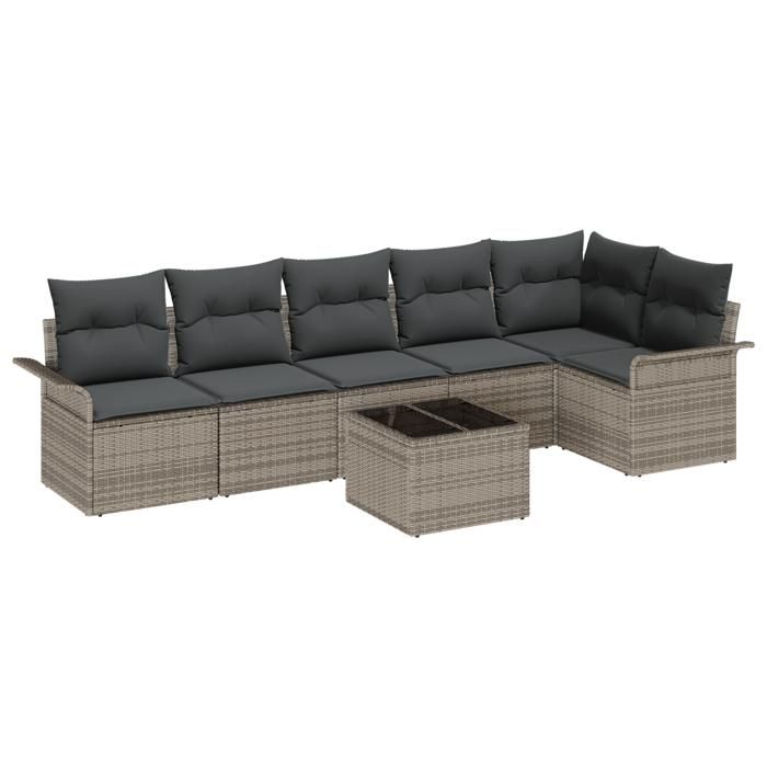 VidaXL Ensemble de canapé de jardin 6 pièces avec coussins en poly rattan noir 3345389