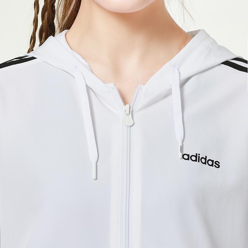 adidas Neo Training Sports Striped Loose Hooded Jacket Women Jackets White H36745