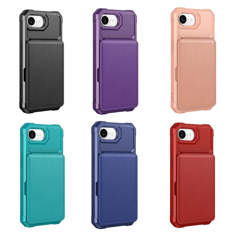 Peněženka Držák na karty RFID Blokování Magnetický stojánek Pouzdro na telefon pro iPhone 16E 16 Plus 15 Pro Max 14 13 mini 12