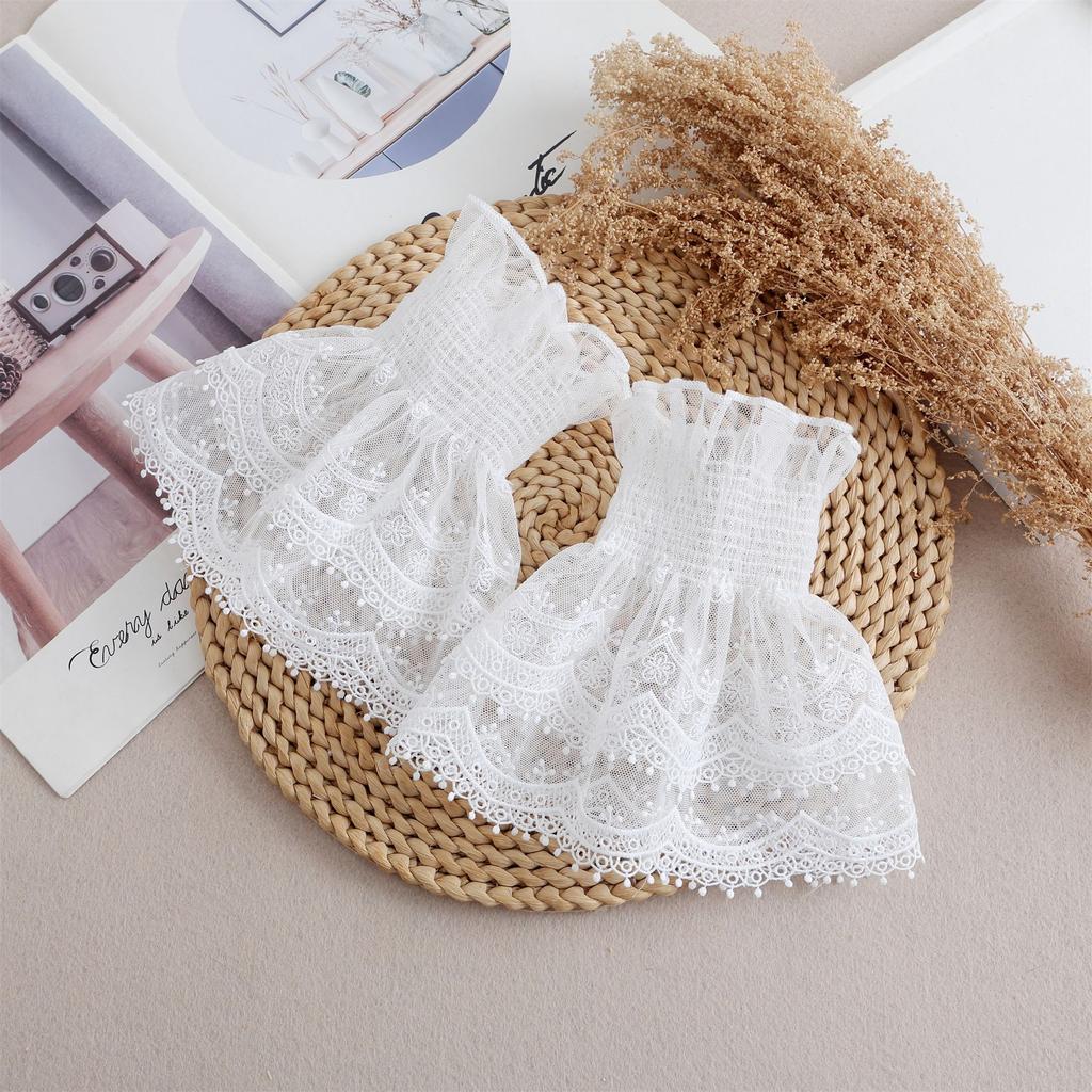 New Girls Shirt Detachable Sleeve for Womens Lace Floral Flared Fake Cuff Wristband Sweater False Sleeved Cuff Extension Gloves