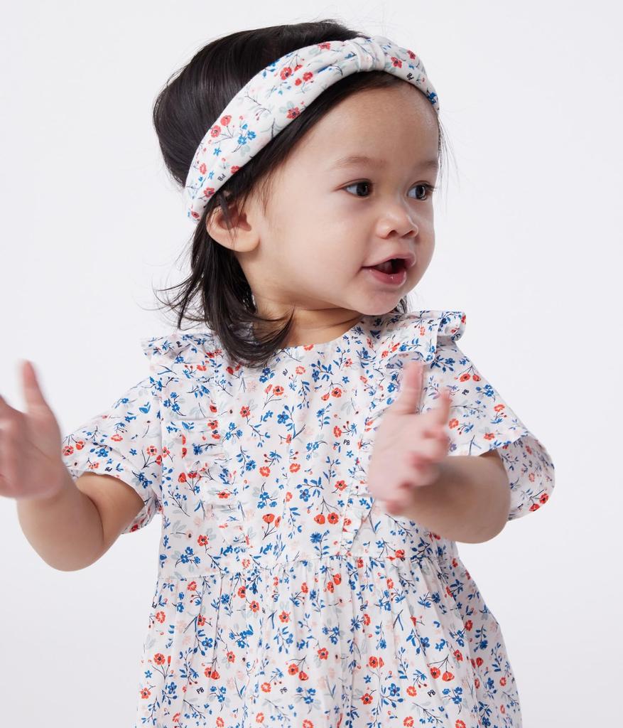 Dress A0CLI 36 Months 95cm [Petit Bateau] Short-sleeved Off-white/Multicolor