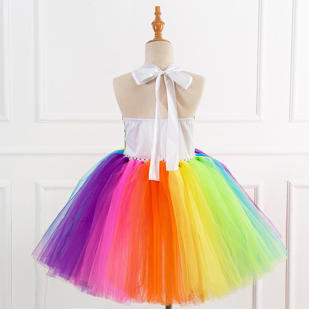 Regenbogen Pailletten Einhorn Kleid mit Flügeln & Kopfschmuck - Europäischer & Amerikanischer Stil 2026 für Mädchen