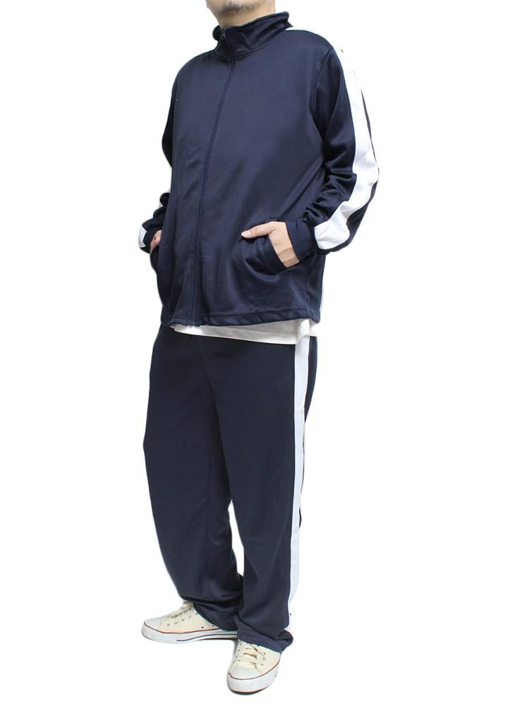 One Colors Men's Plus Size Tracksuit Set, Top and Bottoms, Navy and White, Size 3L