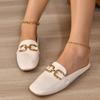Women's 2024 Plus Size Metal Buckle Closed-Toe Fashion Half Slippers