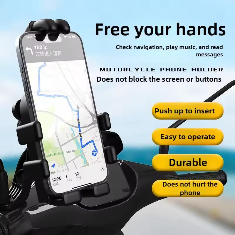 Anti-Shock Phone Mount 8-Point Claw Secure 360°Adjustable Rotatable Holder for Bike Motorcycle E-Bike for 4.7-7 Inch Smartphones