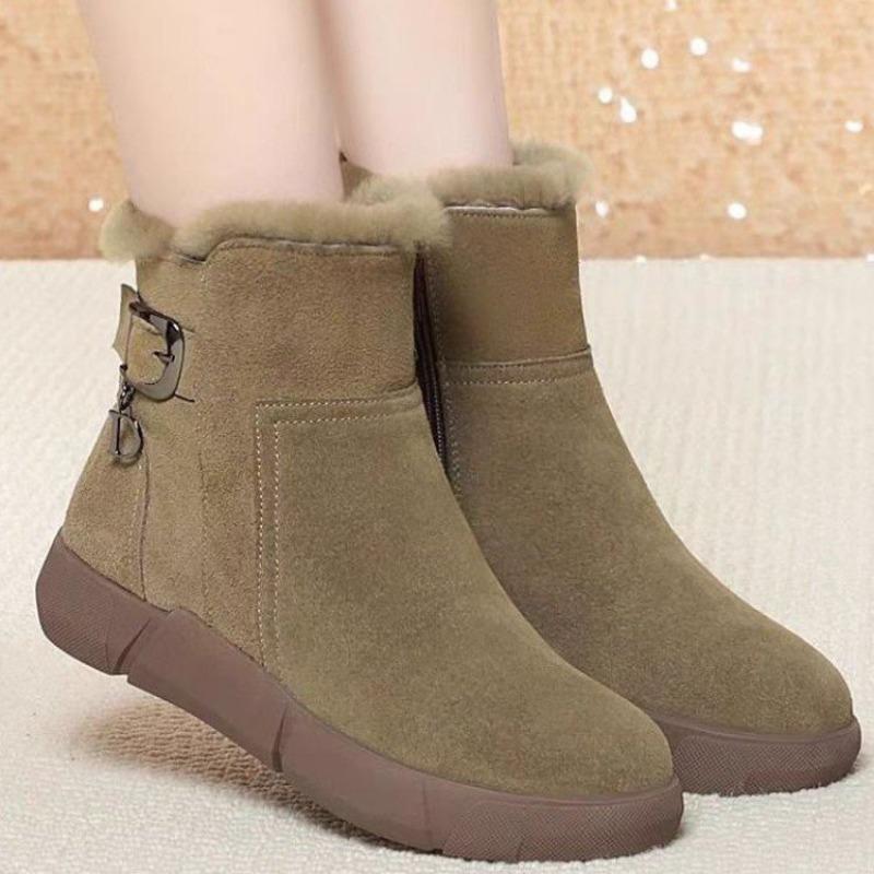 Retro matte snow boots women's velvet thickened warm winter cotton shoes new non-slip thick-soled short boots