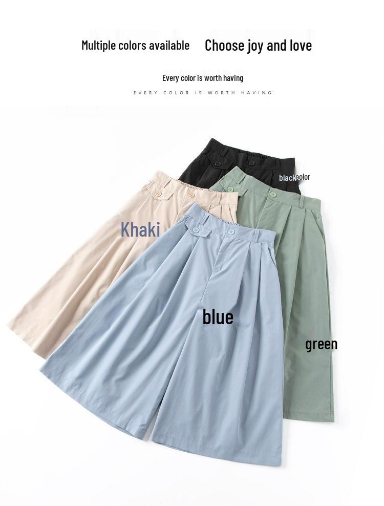 Women's High-Waisted 3/4 Length Korean Style Wide-Leg Culottes - Summer 2026 Fashion, Casual, Loose, Versatile, and Thin.