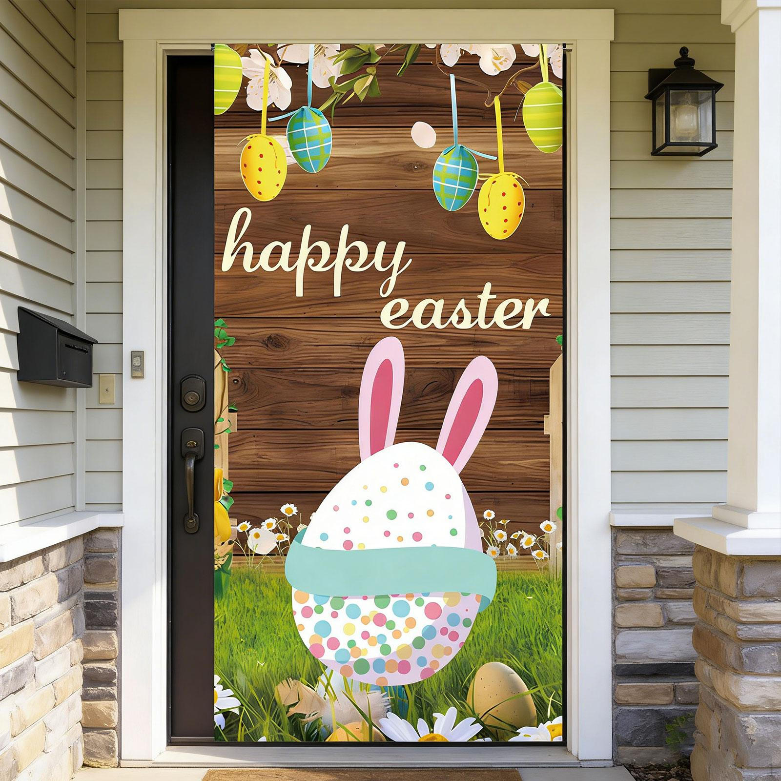 

Easter Door Cover Photo Props Versatile Gift Cartoon Lovely Sign Banner Decor for Spring