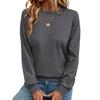 Women's Round Loose Neck Sweatshirt Long Sleeved Pullover Solid Color Hoodie