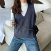 Sweater Vests Warm Sleeveless V-neck Knitted Sweaters Waistcoat Women's Autumn Winter Casual Loose Solid Jumpers Outwear