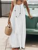 Backless Halter Ice Silk Long Dress - Women's Summer Solid Color Shirred Maxi Skirt