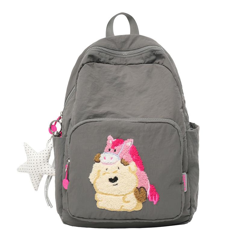 Cartoon Pattern Student Cute Schoolbag Women s Backpack Small серый
