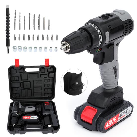 28-teiliges Set 21V Akku-Bohrschrauber 25 Drehmomenteinstellungen Elektrischer Schraubendreher Power Driver Kit mit komplettem Zubehör