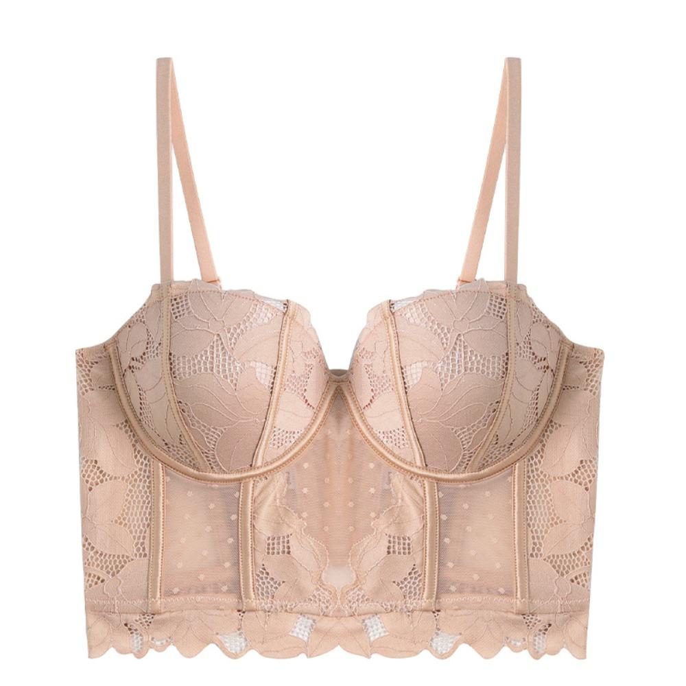 Transparent Lace Corset Mesh Dot Slim Crop Tops Sweet Lace Flower Camisole  Ladies