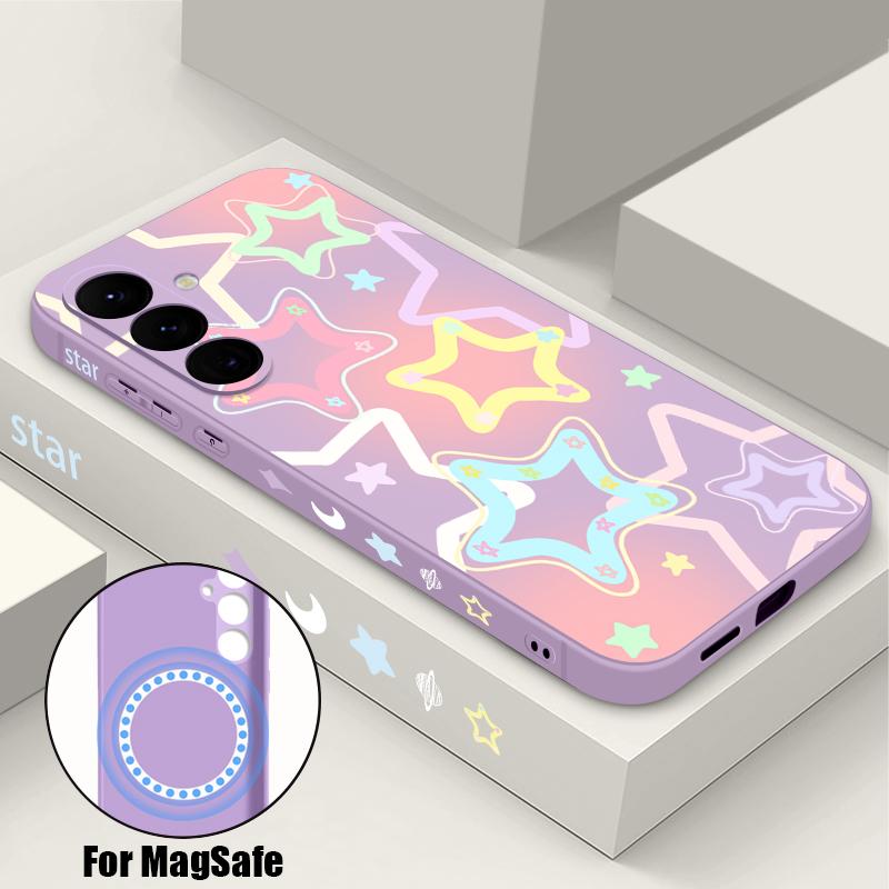 Stars Pattern Magnetic Phone Case For Samsung Galaxy S26 S25 S24 Ultra S23 S24 S25 FE S22 Plus For Magsafe Soft TPu Back Cover