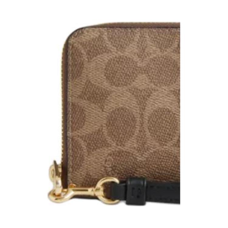 New COACH Coated Canvas Wallet Trumpets Women's Tan & Black CW947-IMQRX
