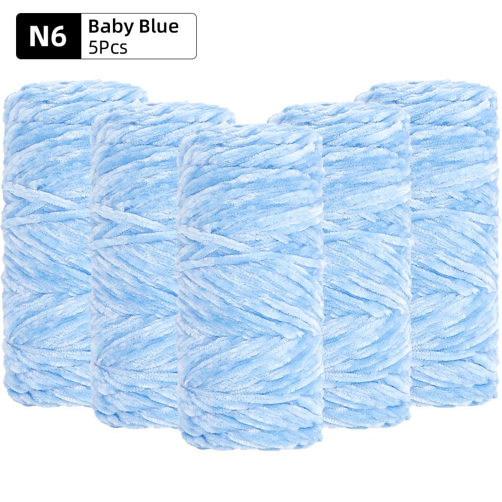 5pcs Soft Polyester Velvet Yarn Set - Luxurious Chenille Yarns, DIY Knitting & Crocheting for Crafts, Hats, Blankets, Scarves