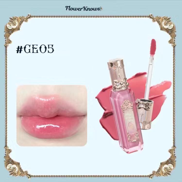 Flower Knows Mermaid da Lua Gloss Labial Transparente Coleção Brilho Labial Pedra Preciosa Hidratante Espelho Lábios Preenchedor Gloss Maquiagem 3.5ML