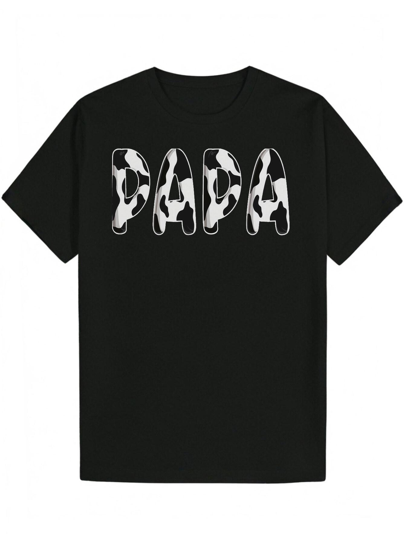 

Funny Dad Cow Spot Papa Graphic T-shirt - Lightweight Breathable Black Tee for Father s Day Gifts S