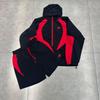 Giacca con cappuccio stile americano ZYLLO da uomo primavera ricamo di lettere giacca antivento casual street ampia patchwork cerniera cappotto coppia
