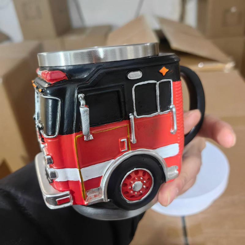 Funny Mugs Firefighting Coffee Mugs Creative Design Truck Coffee Mug Firefighting Coffee Mugs Tea Cup For Hot Cold Water Juice