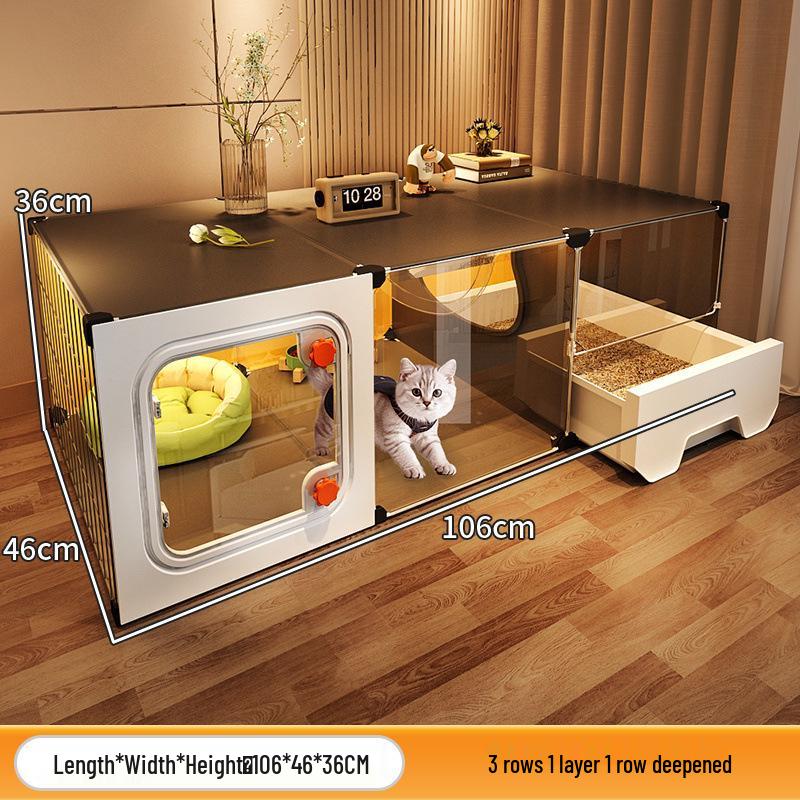 Compact Indoor Cat Villa: Integrated Bed, Toilet, and Play Area - Space-Saving Design for Apartment Living