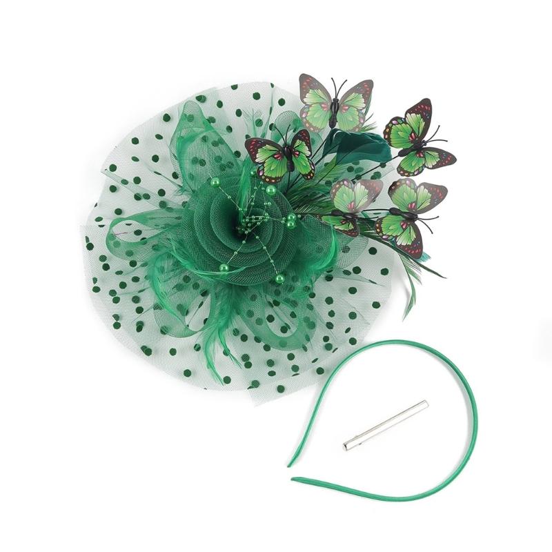 Elegant Feathered Butterfly Bridal Fascinator Hairband With Tulle Design For Wedding Cocktail Parties Formal Occasion
