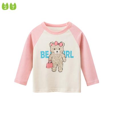 Girls' Cartoon Bear Printed Long-Sleeved T-shirt Children Bottoming Shirt