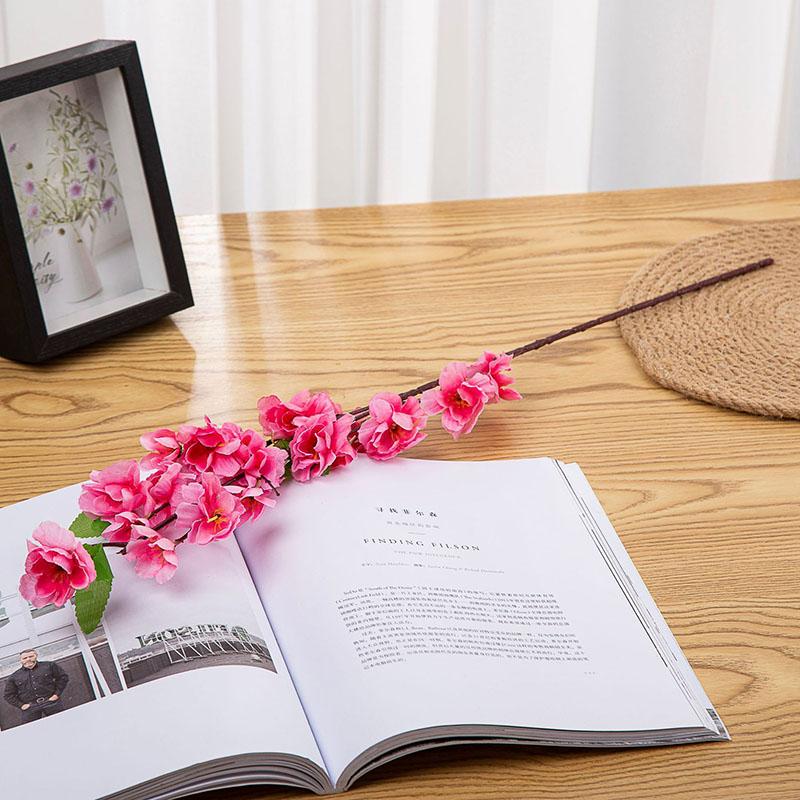 

Peach Blossom Artificial Flower Cherry Silk Simulation Flowers Bouquet New Year Wedding Decoration Flowers Home Garden Decor рожевий