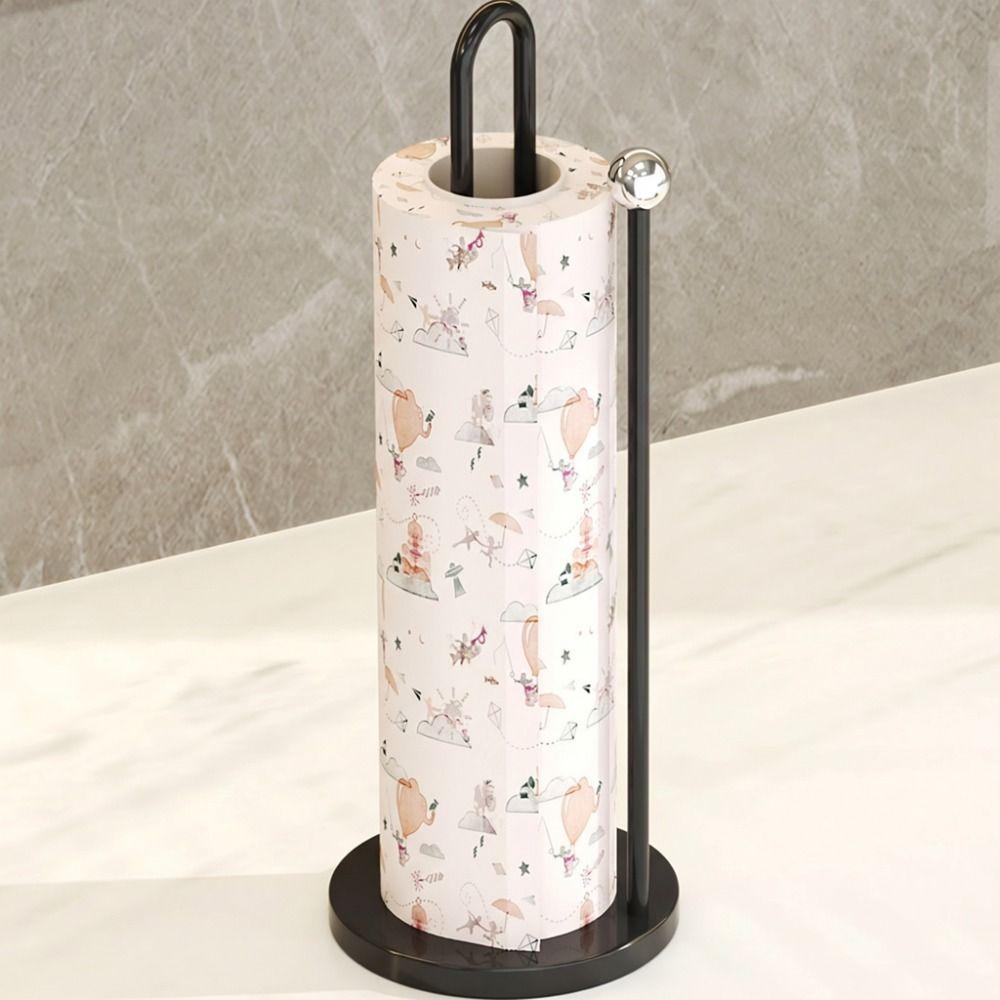 Stable Base Paper Towel Holder Non-slip Easy to Tear Vertical Napkin Dispenser Multifunctional Space Saving