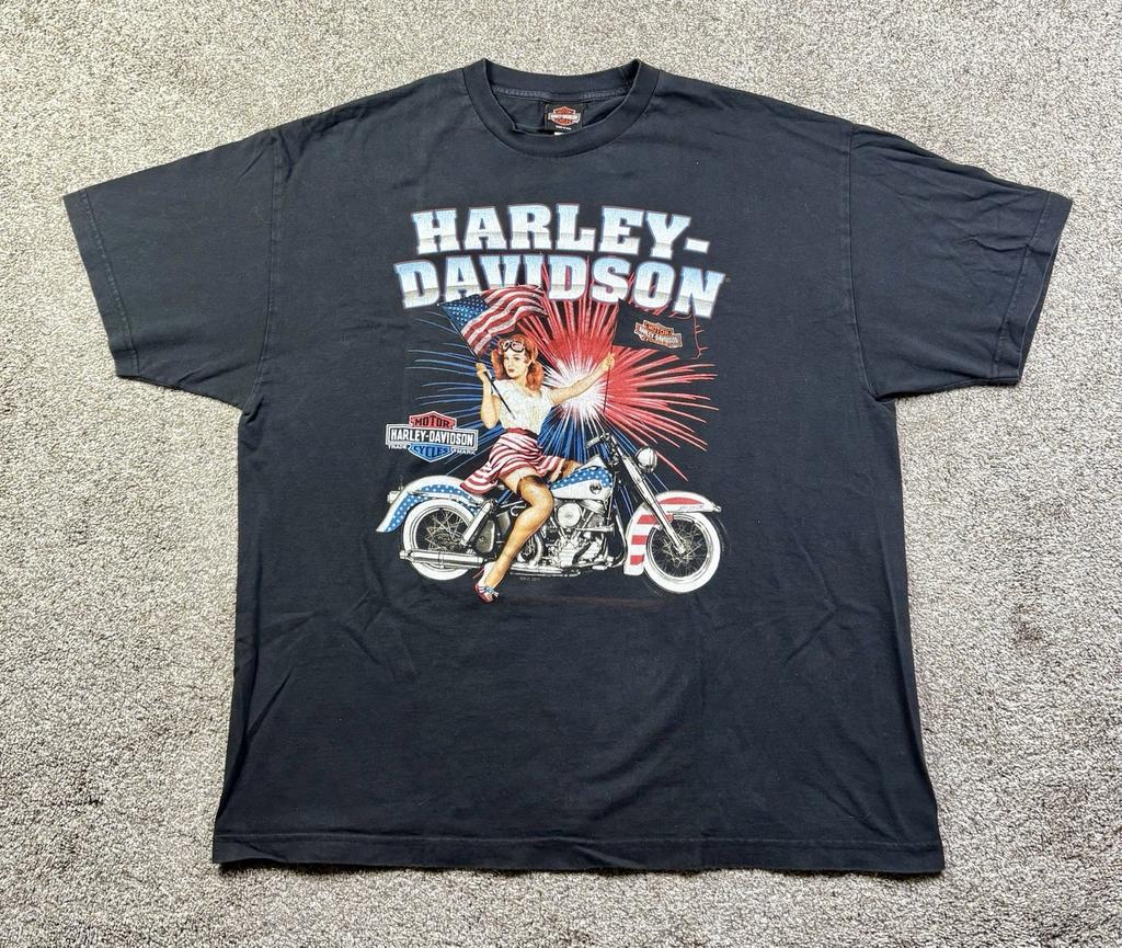 Harley Davidson T-Shirt Pin Up Girl Men’s Size 2XL Black Joilet Illinois USA Unisex T-Shirt