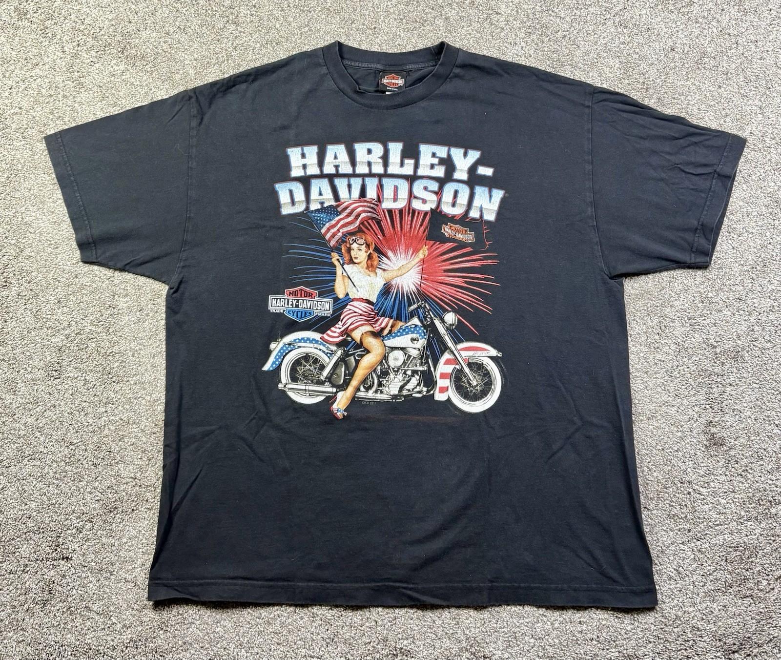 Harley Davidson T-Shirt Pin Up Girl Men’s Size 2XL Black Joilet Illinois USA Unisex T-Shirt S