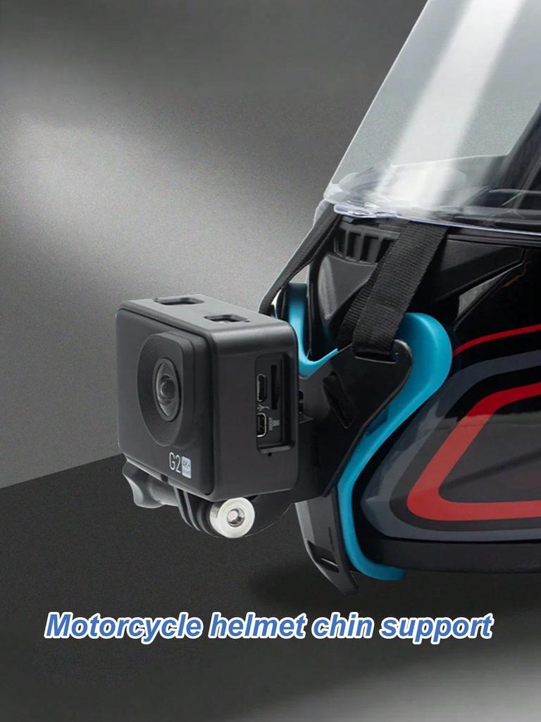 Universal Motorcycle Helmet Chin Mount - Integrated Action Camera Bracket, Quick-Release POV Shooting Mount