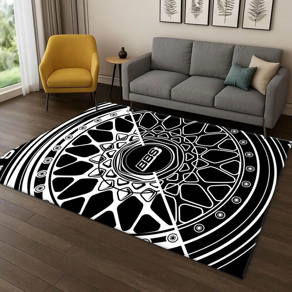 B-BBS Racing Classic Car Cool Motor 3D Print Carpet Rug Art for Room Decor Home Bedroom Gifts Kids Area Rug Non-slip Floor Mat
