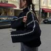 Womens Knit Sweater Round Neck Warm Layered Color Block Chic Pullover Casual Long Sleeve Top M6221