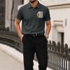 Men's Summer Polo Shirt Ice Silk Short Sleeve Casual Top with Printed Graphic and Turn Down Collar for Daily Wear