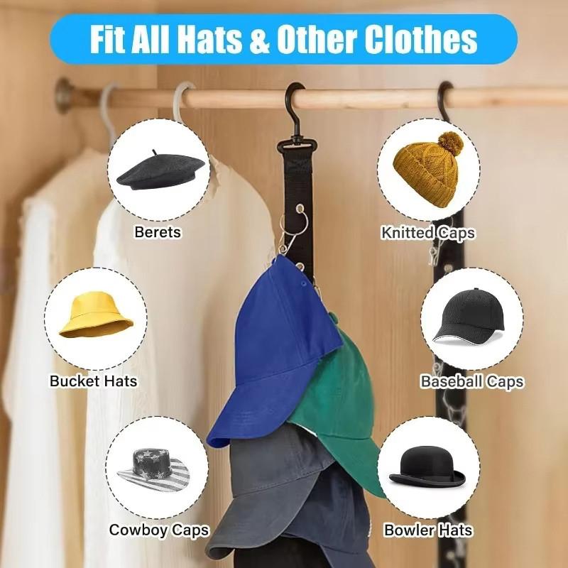 8 Clip Cap Holder Closet Organizer Wall Mounted Door Hanging Punch Free Hat Rack Space Saving for Bedroom Storage