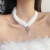 Elegante Hochzeitskette Elegante Halskette Stilvolle Choker-Halskette Schneeflocken-Anhänger-Halskette Plüschmaterial für Damen