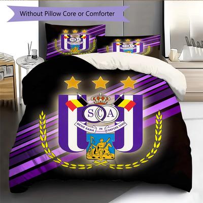 RSC Anderlecht Pattern Bedding Quilt Set Home Decoration Gift (1 * Duvet Cover + 2 * Pillowcase Without Core)