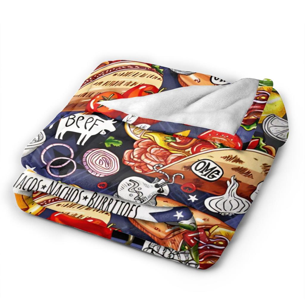 Fast Food Mexican Nachos Burritos Tacos Blanket Cover Snack Throw Blankets Bedroom Sofa Quilt Soft Warm Bedspread Multi-function