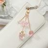 Y2K Bowknot Strawberry Keychain for Women Exquisite Sweet Flower Peach Bag Pendant Cute Romantic Accessorymobile Phone Chain