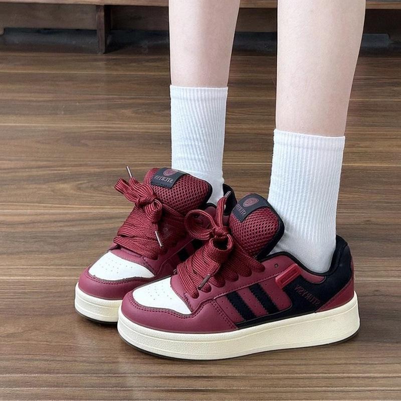 

Корейская версия дофаминовой платформы модные хлебные туфли женские ins тренд 2025 весна новые студенческие универсальные повседневные кеды 40 красный