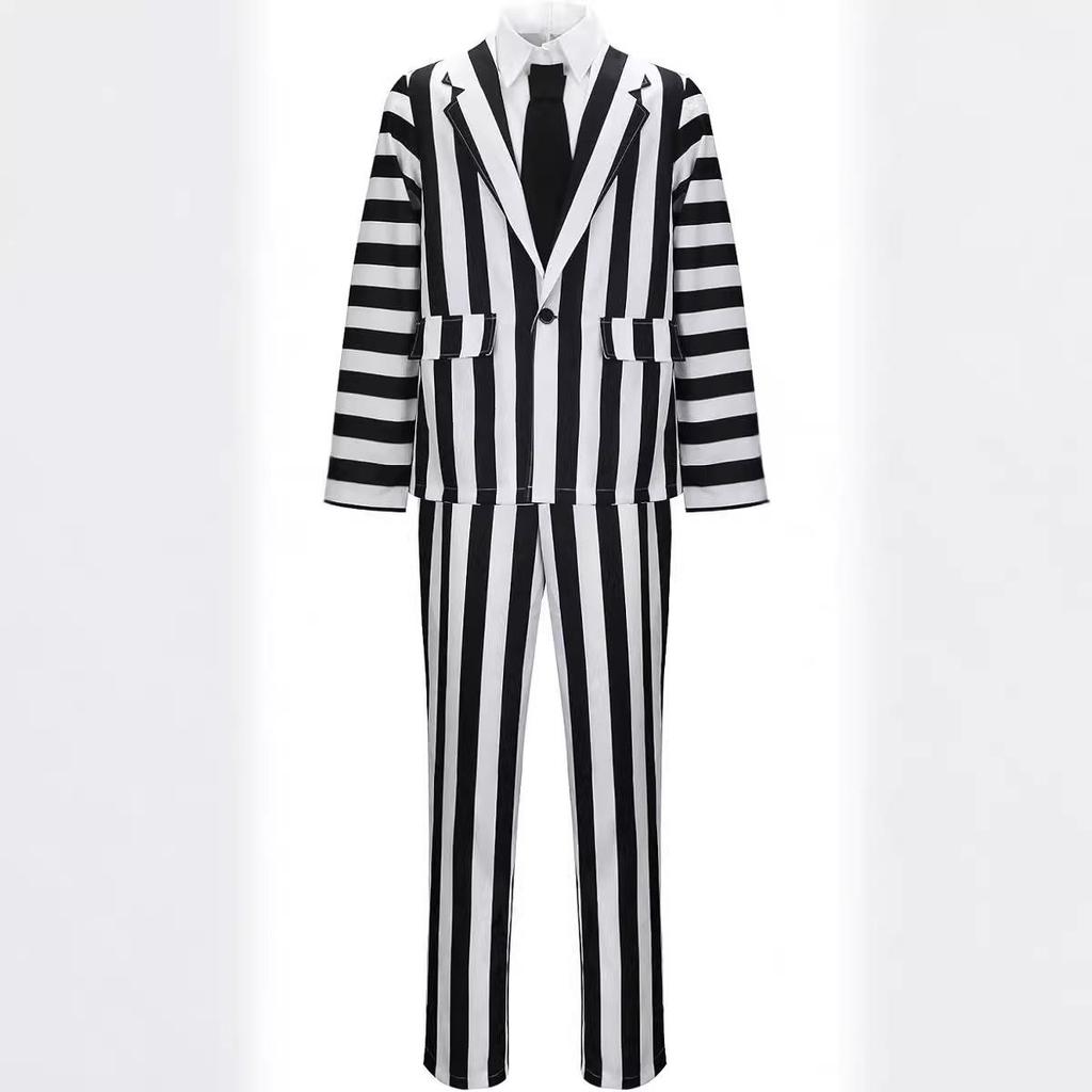Beetlejuice Sorcerer Halloween Role-Playing Red Striped Suit & Skirt