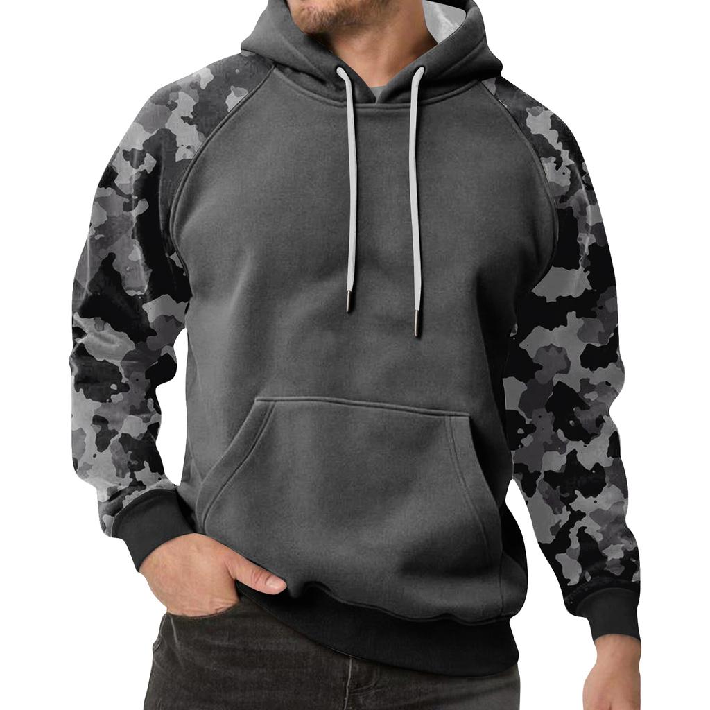 Pánská maskáčová mikina s kapucí Pánská sportovní nadměrná ležérní mikina