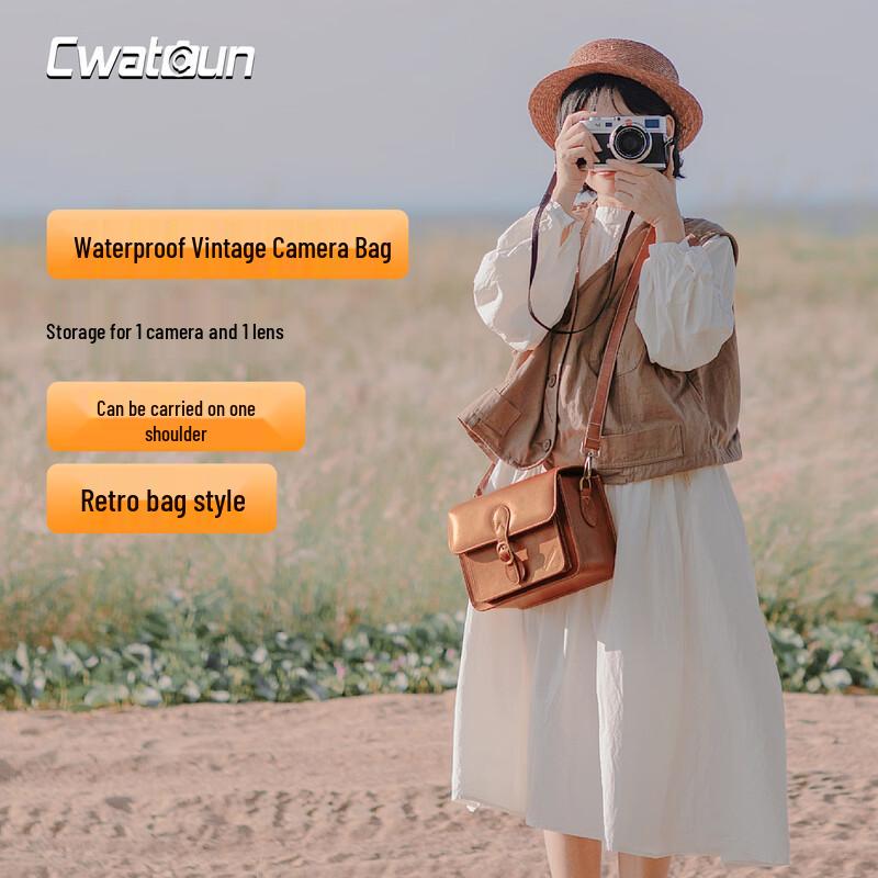CWATCUN Ретро сумка через плечо для DSLR-камеры из ПУ-кожи