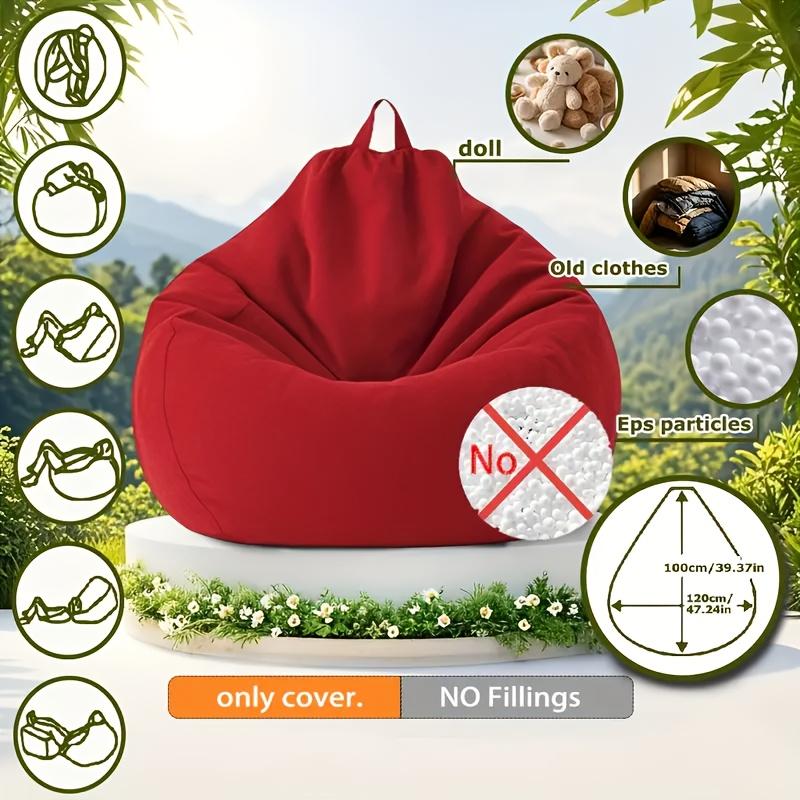 

1 шт. Удобный мягкий чехол для дивана-мешка, чехол для ленивого дивана, подходит для кемпинга и домашнего декора, без встроенной обивки. красный